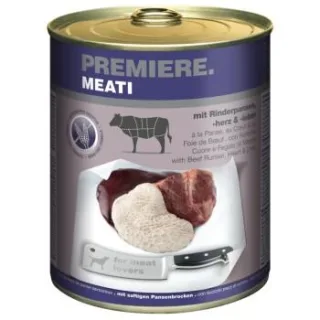 PREMIERE Meati Nassfutter Hund, Adult, Rinderpansen, -herz und -leber 12x800 g