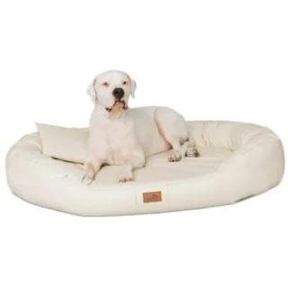 Tierlando Orthopädisches Hundebett LENNART VISCO PLUS Kunstleder creme 1,4 m, 30 cm, 1,05 m