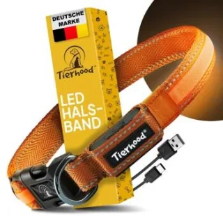 Tierhood Leuchtehalsband LED Halsband orange L
