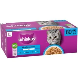 Whiskas ® Multipack Portionsbeutel 1+ Geflügel Auswahl 4 Varietäten Huhn, Ente, Geflügel, Truthahn in Gelee 80 x 85g