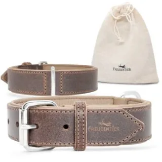 Freudentier gefüttertes Halsband aus Leder dunkelbraun 29 cm, 2 cm