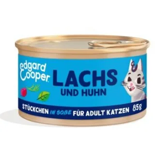 Edgard & Cooper Nassfutter Katze Adult Stückchen in Soße Lachs und Huhn 36x85 g