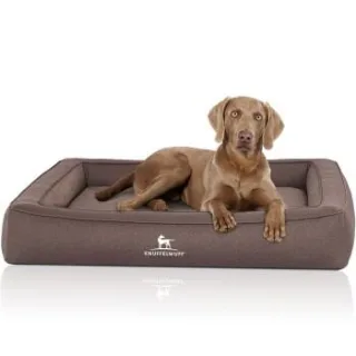 Knuffelwuff Orthopädisches Hundebett aus Velours mit Handwebcharakter Yukon