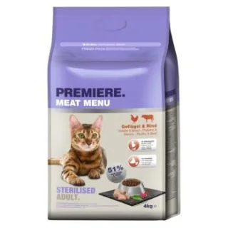 PREMIERE Meat Menu Trockenfutter Katze Adult Sterilised Geflügel und Rind 4 kg