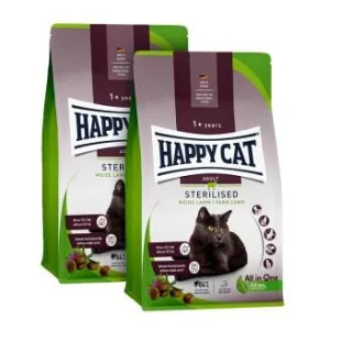 HAPPY CAT Sterilised Trockenfutter Katze Adult, Weide-Lamm 2x10 kg