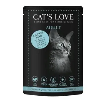 CAT'S LOVE Nassfutter Katze Adult in Gelee Lachs pur mit Distelöl und Petersilie 48x85 g