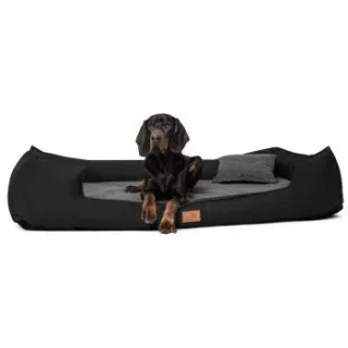 Tierlando ® Nonplusultra LINUS orthopädisches Hundebett Visco PLUS Kunstleder schwarz 90 cm, 22 cm, 75 cm
