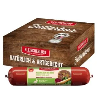 Fleischeslust Nassfutter Hund Wurst Kaninchen und Rind 6x800 g