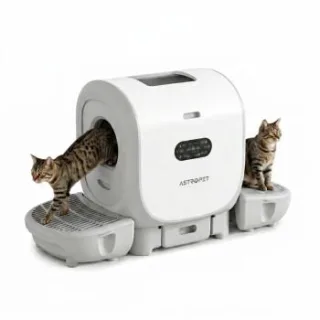 AstroPet 101L XXL Katzenklo Selbstreinigend mit Zwei Eingänge Automatische Katzentoilette mit App-Steuerung,UVC-Luftreinigung und Duftkartusche,Große Fassungsvermögen für Mehrere Katzen