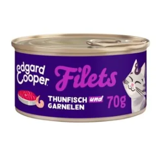 Edgard & Cooper Nassfutter Katze Adult Filets Thunfisch und Garnelen 48x70 g