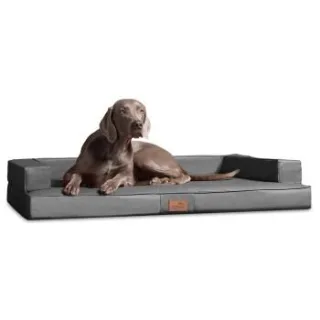 Tierlando ® Orthopädisches Design Hundesofa GIBSON VISCO Kunstleder kubische Form grau/ grau 80 cm, 22 cm, 60 cm
