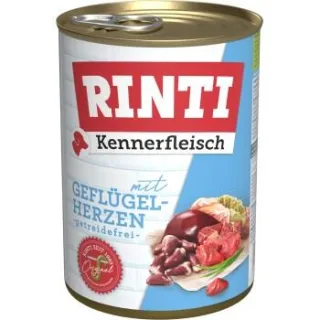 RINTI Kennerfleisch Nassfutter Hund, Adult, Dose, Geflügelherzen 24x400 g