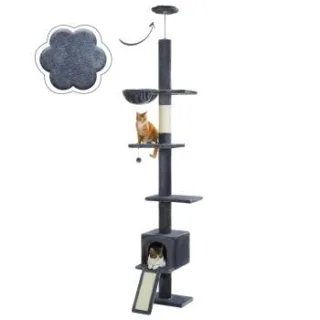 Pawz Road Deckenhoher Katzenbaumturm verstellbar dunkelgrau