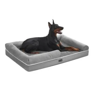 FEANDREA Orthopädisches Hundebett, Hundekissen, erhöhte Ränder, abnehmbar und waschbar hellgrau XXL
