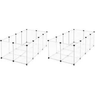 SONGMICS 2er set L-XL Freigehege mit Bodenplatten weiß 1,43 m, 73 cm, 46 cm