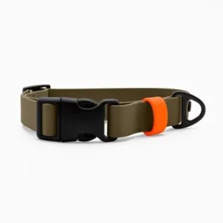 THE DOG IDEA Biothane Halsband Khaki Klickverschluss neon orange M