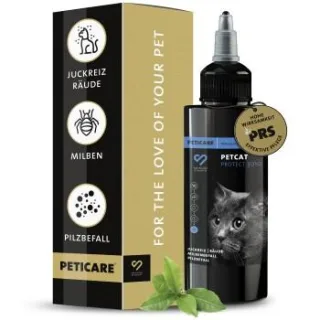 Peticare Anti-Parasiten Mittel für Katzen gegen Milben Flöhe Pilze 100 ml