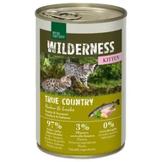 REAL NATURE WILDERNESS Nassfutter Katze, Kitten, True Country, Huhn und Lachs 24x400 g