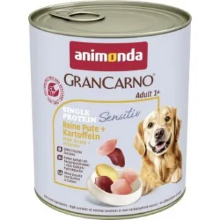 animonda GranCarno Sensitiv Nassfutter Hund Adult, Pute und Kartoffel 12x800 g