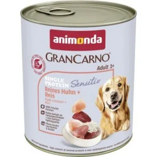 animonda GranCarno Sensitiv Nassfutter Hund Adult, Huhn und Reis 12x800 g