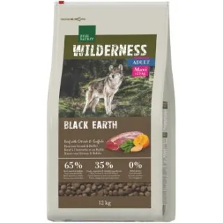 REAL NATURE WILDERNESS Trockenfutter Hund, Adult, Maxi, Black Earth, Rind mit Strauß und Büffel 12 kg