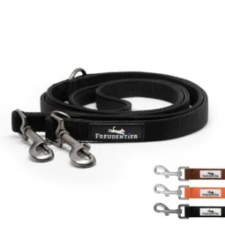 Freudentier Hundeleine 2m, gepolstert & verstellbar schwarz 2,5 cm