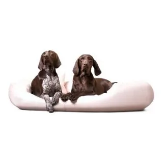 Tierlando ® Orthopädisches Hundebett SAMMY | Pflegeleichtes Kunstleder | L-XXXXL creme 1,4 m, 30 cm, 1,05 m
