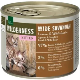 REAL NATURE WILDERNESS Nassfutter Katze, Kitten, Wide Savannah, Lamm und Wildschwein 24x200 g