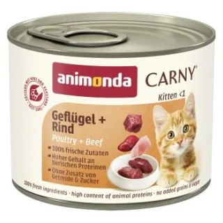 animonda Carny Nassfutter Katze Kitten Geflügel und Rind 24x200 g