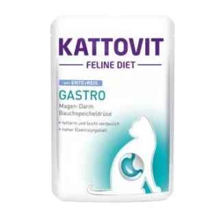 KATTOVIT Feline Diet Nassfutter Katze Gastro Adult Ente und Reis 96x85 g