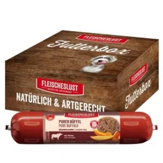 Fleischeslust Purer Büffel Alleinfutter Wurst Hund 6x800g
