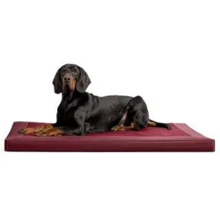 Tierlando CARLOS Velours-Kunstleder Hundematratze dunkelrot 1,2 m, 6 cm, 90 cm