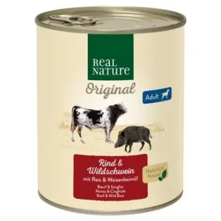 REAL NATURE Nassfutter Hund Adult Rind und Wildschwein 24x800 g