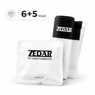 Zedar K1200 Geruchsvernichter und Katzentoilettenbeutel Set - 6 Stück Duftpods - 5 Rollen - für Katzenstreu - Katzentoilette - Katzenklo