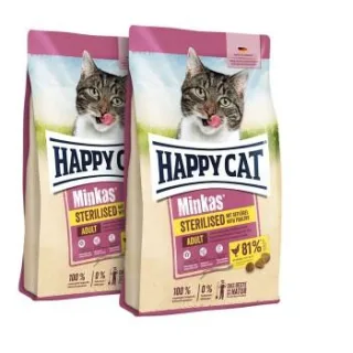 HAPPY CAT Minkas Trockenfutter Katze, Adult, Sterilised, Geflügel 2x4 kg