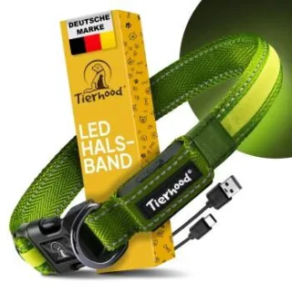 Tierhood Leuchtehalsband LED Halsband grün M