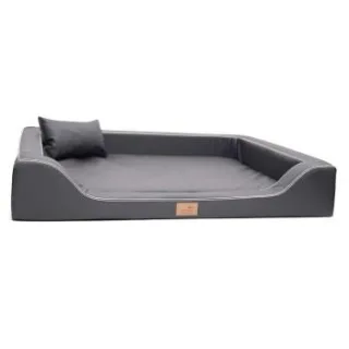 Tierlando MELODY LATEX - Orthopädisches LUXUS-Hundebett mit Anti-Haar Kunstleder schwarz/ graphit 1,2 m, 22 cm, 85 cm