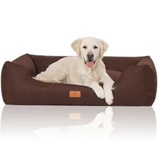 Knuffelwuff Hundebett Lotte aus Velours mit feinem Handwebcharakter braun XL