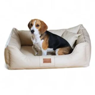 Tierlando MADDOX KOMFORT Hundebett Hundesofa Kunstleder S - XXL creme 1 m, 25 cm, 75 cm