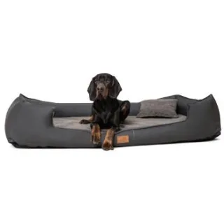 Tierlando ® Nonplusultra LINUS orthopädisches Hundebett Visco PLUS Kunstleder schwarz/ graphit 1,1 m, 25 cm, 90 cm