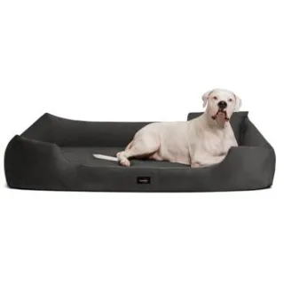 Tierlando VINCENT High-Tech-Velours (Triton) und Cord - Orthopädisches Hundebett schwarz/ graphit 1,3 m, 25 cm, 1 m