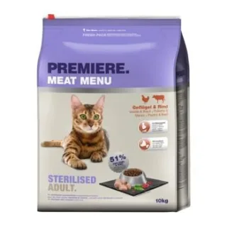 PREMIERE Meat Menu Trockenfutter Katze Adult Sterilised Geflügel und Rind 10 kg