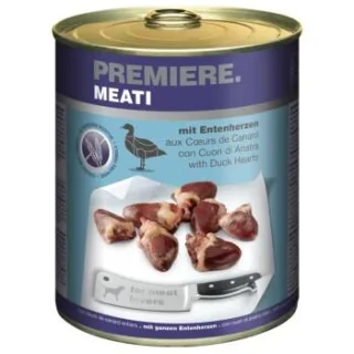 PREMIERE Meati Nassfutter Hund, Adult, Entenherzen 24x800 g