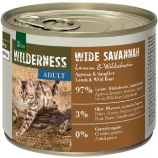 REAL NATURE WILDERNESS Nassfutter Katze, Adult, Wide Savannah, Lamm und Wildschwein 12x200 g