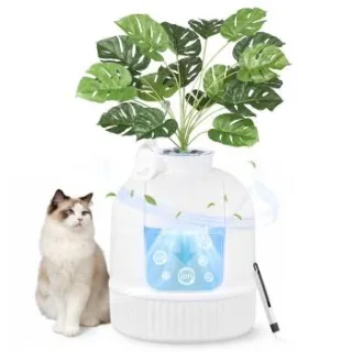 FEANDREA Katzenklo Blumentopf, versteckte Katzentoilette, mit künstlicher Pflanze weiß