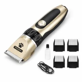 nobleza - Leise Hunde Akku Schermaschine Set – Elektrischer Tierhaarschneider Kabellos mit 4 Aufsätzen, USB, Präzisionsklinge – Fellschneider für Hunde & Katzen, Gold/Schwarz