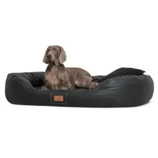 Tierlando Orthopädisches Hundebett LENNART VISCO PLUS Kunstleder und Velours schwarz 1 m, 25 cm, 85 cm