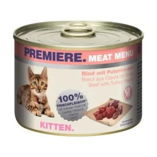 PREMIERE Meat Menu Nassfutter Kitten Rind und Putenherzen 24x200 g