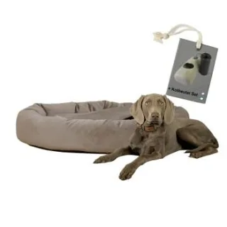 Rohrschneider ® Hundekissen inkl. Gratis-Beigabe, Kuschelhöhle "Denver" taupe L