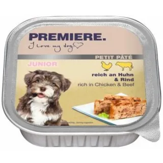 PREMIERE Petit Pâté Nassfutter Hund, Junior, Geflügel und Rind 44x150 g